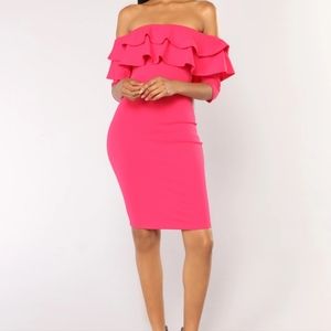 Ruffle Dress- Fuchsia